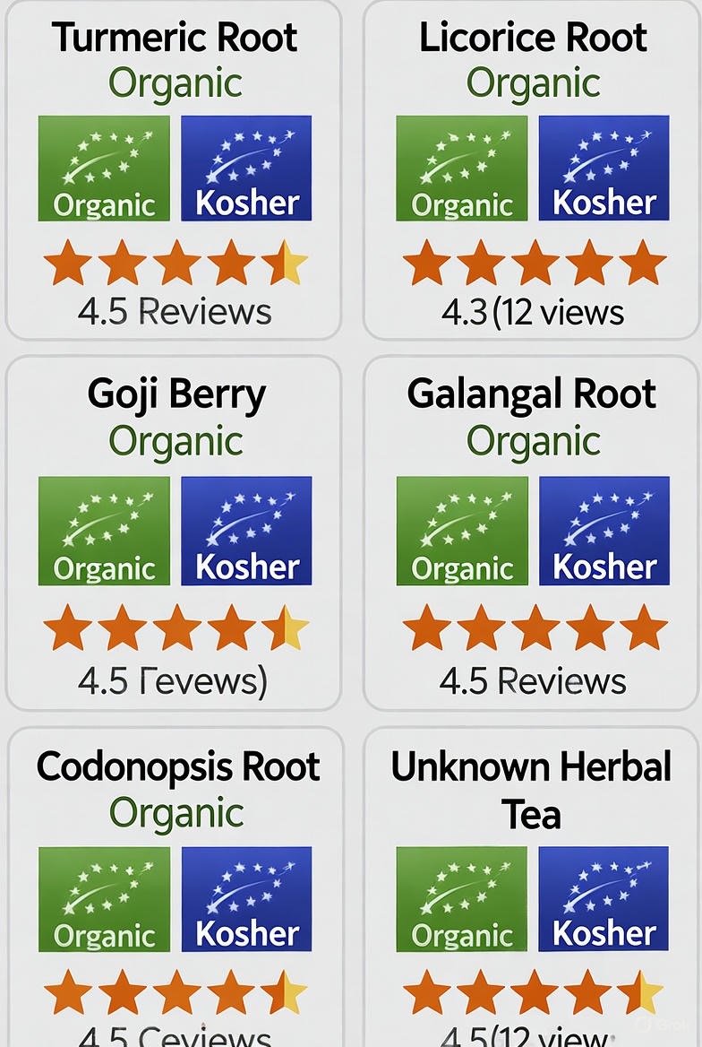 six organic teas